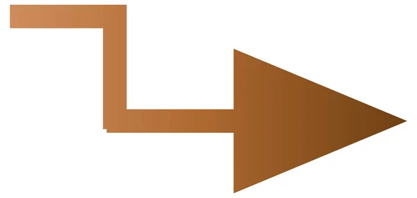 Brązowy Kolor Strzałka Prawy Symbol Izolowane Białym Tle — Wektor stockowy