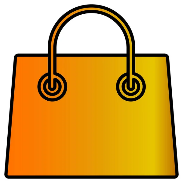 Shopping Konzept Symbol Mit Orangefarbener Tasche Isoliert Auf Weiß — Stockvektor