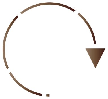 kahverengi renkli ok aşağı simgesi beyaz arkaplanda izole