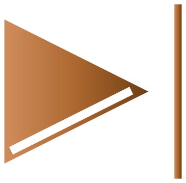 kahverengi renk ok sağ simgesi beyaz arkaplanda izole