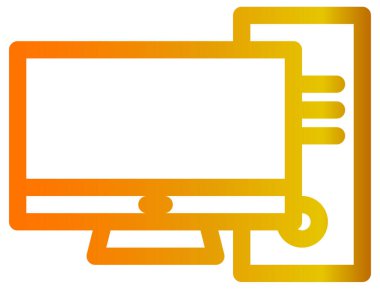 Bilgisayar vektör simgesi. bicolor düz sembol, turuncu ve gri renkler, yuvarlak açılar, beyaz arkaplan