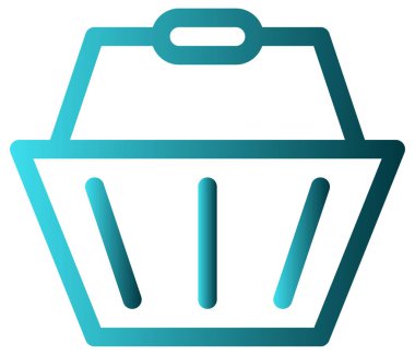 Alışveriş poşeti vektör simgesi. biçim iki renkli düz sembol, yumuşak mavi renkler, yuvarlak açılar, beyaz arkaplan