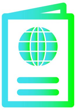 Pasaport simgesi. Vektör illüstrasyon biçimi beyaz zemin üzerinde düz bicolor yumuşak mavi semboldür.