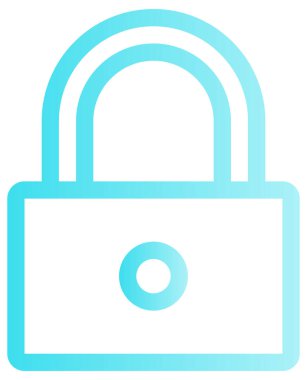 Vektör simgesini kilitle. biçim iki renkli düz sembol, mavi ve beyaz renkler, yuvarlak açılar, siyah arkaplan