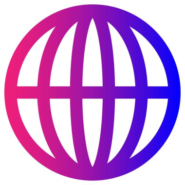 Gezegen Dünya vektör ikonu. iki renkli düz sembol, pembe ve mavi renkler, yuvarlak açılar, beyaz