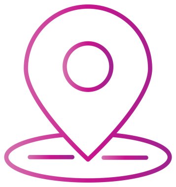 Harita işaretleyici vektör simgesi. biçim düz çizgi sembolü, pembe renk, yuvarlak açılar, beyaz arkaplan