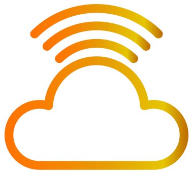 Bulut depolama vektör simgesi. biçim iki renkli düz sembol, turuncu ve sarı renkler, beyaz arkaplan.