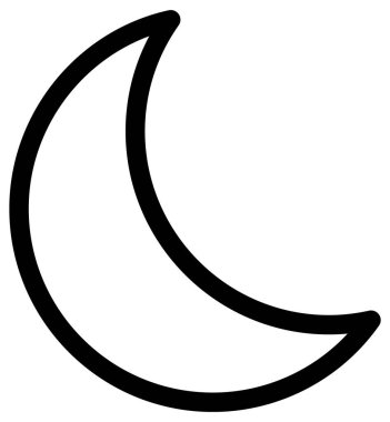 ay simgesi beyaz arkaplanda izole edilmiş siyah biçimdedir