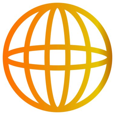 küresel vektör simgesi. bicolor düz sembol, turuncu ve sarı renkler, yuvarlak açılar, mavi arkaplan