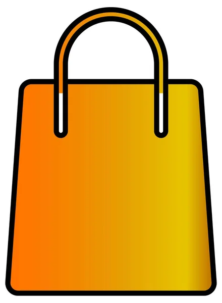 白に隔離されたオレンジ色のバッグでショッピングコンセプトアイコン — ストックベクタ