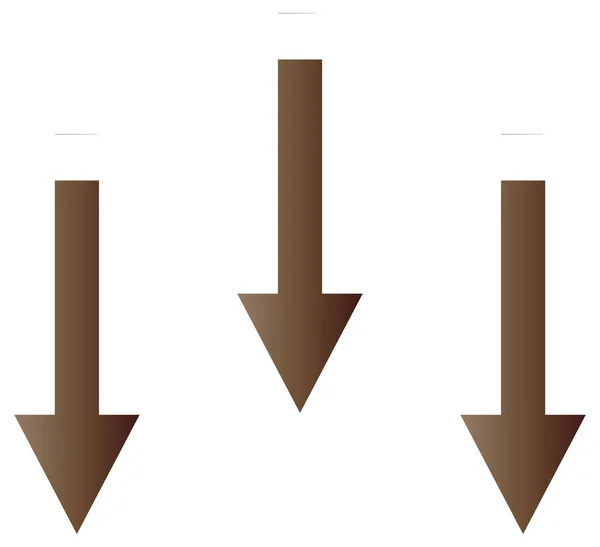 Коричневый Цвет Стрелки Вниз Символ Изолирован Белом Фоне — стоковый вектор