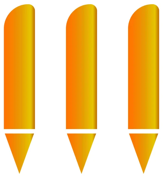 Vectorillustratie Van Een Set Gele Oranje Potloden — Stockvector