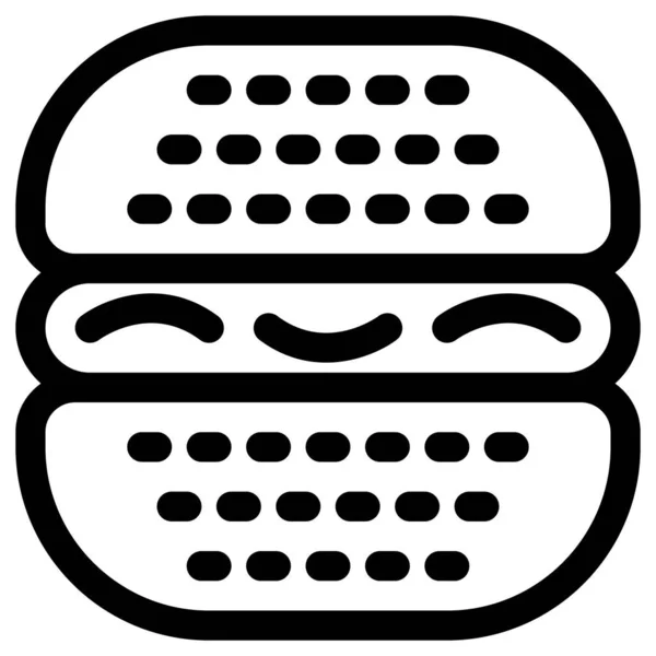 Ikona Wektor Burger Line Białym Tle — Wektor stockowy