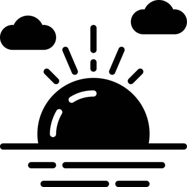 Beyaz arkaplanda izole edilmiş düz stil güneş simgesi