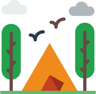 Dağların vektör çizimi, bitkilerle ağaçlar