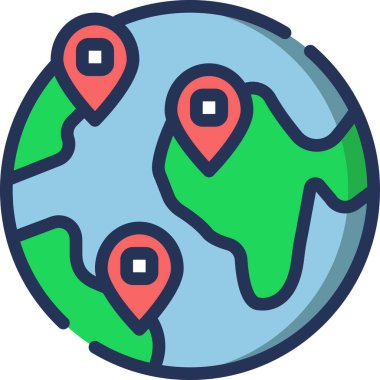 Harita işaretleyici düz vektör simgesi beyaz arkaplanda izole edildi