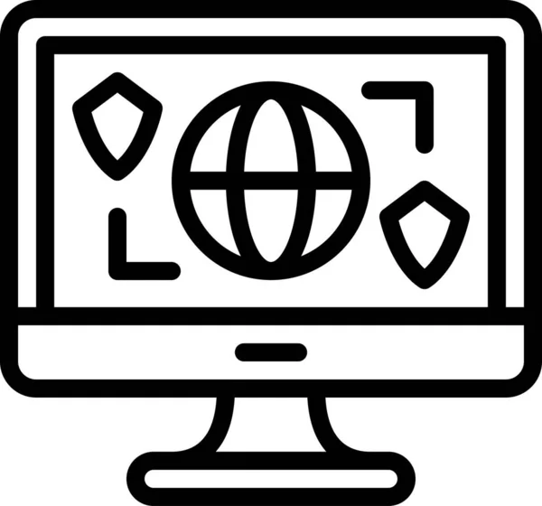 Иконка Безопасности Компьютера Цветная Векторная Иллюстрация — стоковый вектор