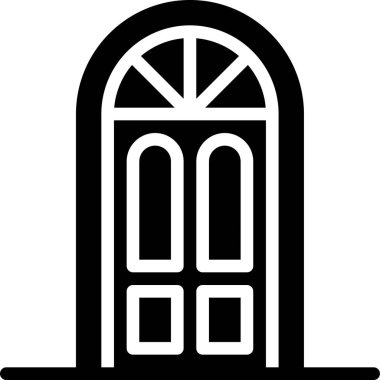 Beyaz arkaplanda izole edilmiş kapının vektör çizimi