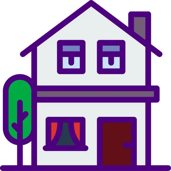 Ein Farbiges Haus Mit Rosa Dach — Stockvektor