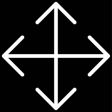 ok vektör simgesini genişlet. biçim düz çizgi sembolü, siyah renk, beyaz arkaplan.