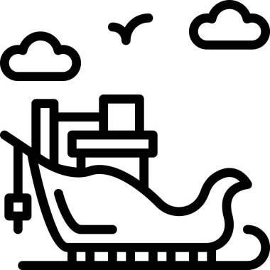 Santa Sledge simgesi, basit vektör illüstrasyonu 