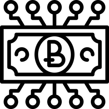 Şifreleme ve vektör illüstrasyonunun bitcoin sembolü