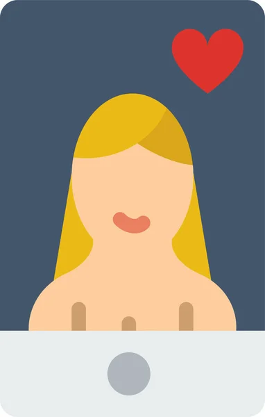 Vlakke Design Vector Illustratie Van Een Vrouw Met Een Hart — Stockvector