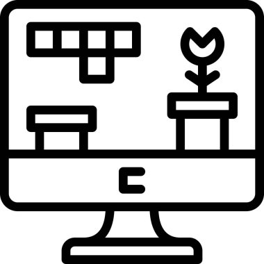 Mobil Oyun ve teknoloji çizgisi vektör simgeleri