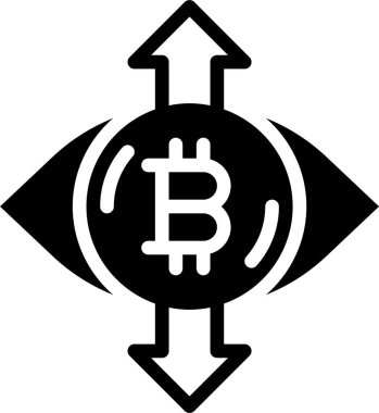 Şifreleme ve vektör illüstrasyonunun bitcoin sembolü