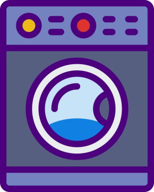 Çamaşır makinesi simgesi siyah renkli. vektör illüstrasyonu