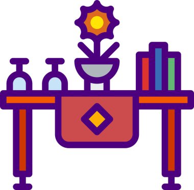 Yemek Masası simgesi, vektör illüstrasyonu