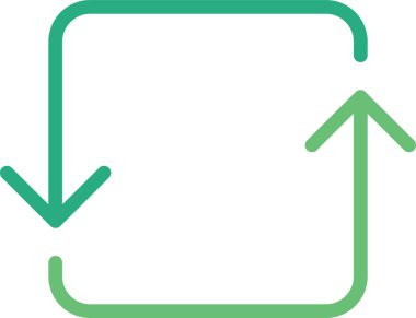 Beyaz arkaplanda yeşil ve sarı renkli ok işareti. vektör illüstrasyonu