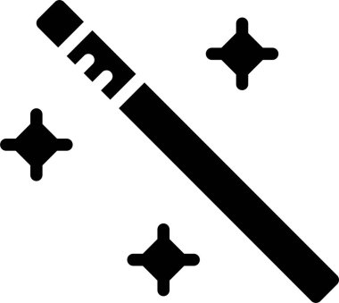 Sihirli değnek simgesi, beyaz arkaplanda vektör biçimi çizimi