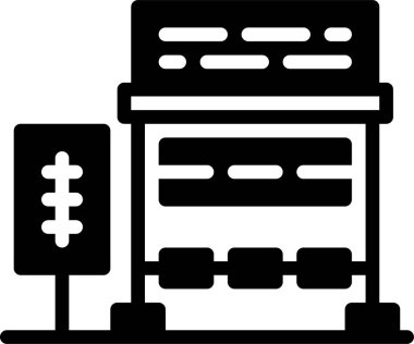Otobüs İstasyonu simgesi, vektör illüstrasyonu