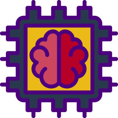 Sinirsel Motor simgesi, beyin düz vektör çizimi