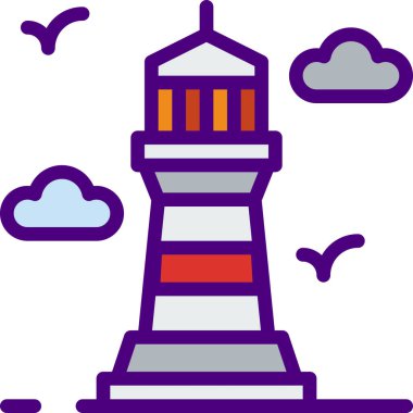 deniz feneri simgesi, vektör illüstrasyonu