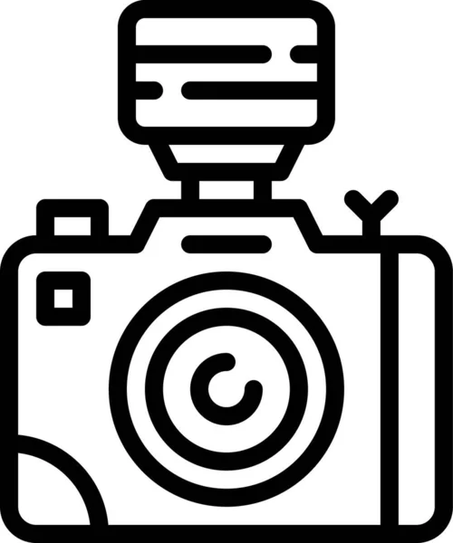 Vectorillustratie Van Een Camera Geïsoleerd Witte Achtergrond — Stockvector