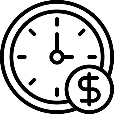 Saat çizgisi simgesi, vektör illüstrasyonu