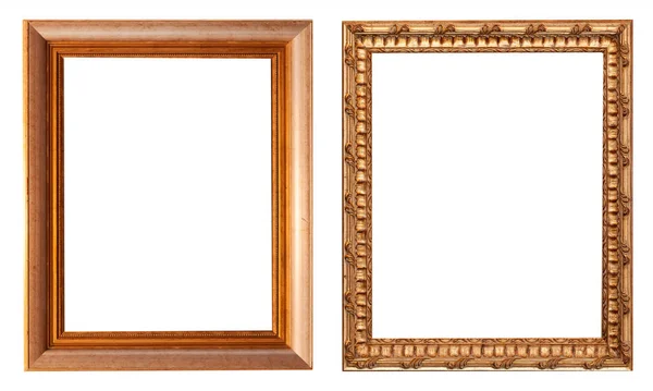 Set Gilded Antique Picture Frames Isolated White Background — Stock Photo, Image