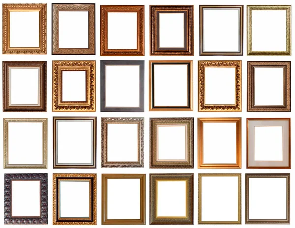 Rahmen Für Gemälde Antikgoldvergoldung Auf Weißem Hintergrund — Stockfoto