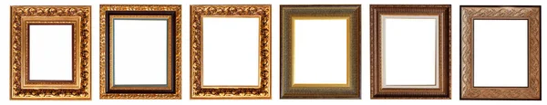 从白色背景图案中分离出来的金银制相框 — 图库照片