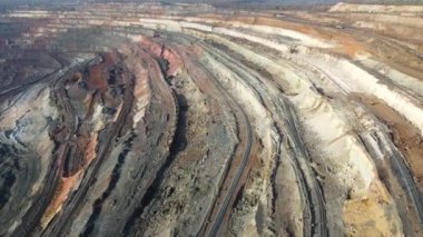 Demir cevheri açık çukur demir cevheri açık çukur hava gözlem 4K video.