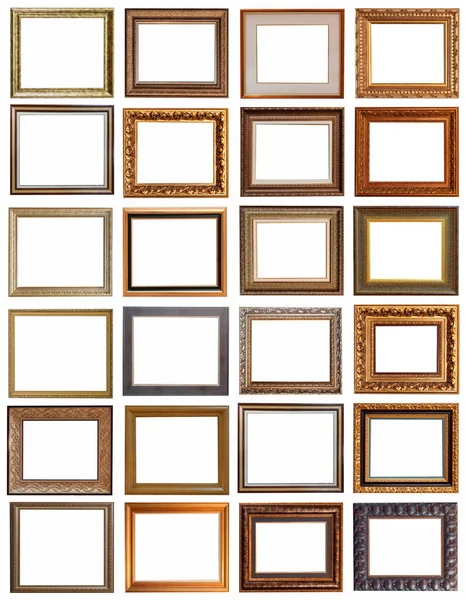 Ramki Obrazów Zabytkowy Złoty Zestaw Złocenia Izolowane Białym Tle — Zdjęcie stockowe