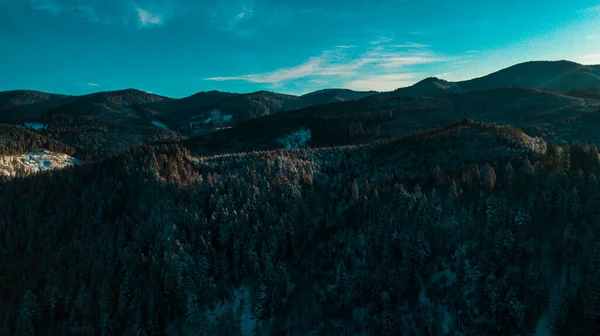Cárpatos Montanhas Inverno Gama Montanhas Fotos Aéreas Panorama — Fotografia de Stock