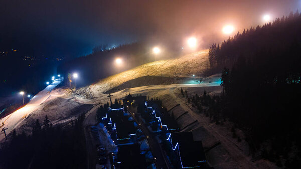 ski resort aerial photography winter