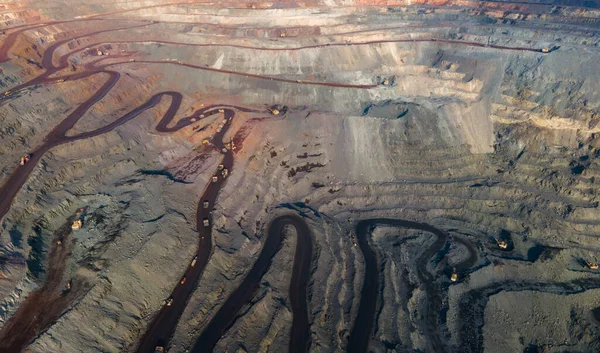 Carrière Minerai Fer Énorme Carrière Minerai Fer Vue Dessus Séance — Photo