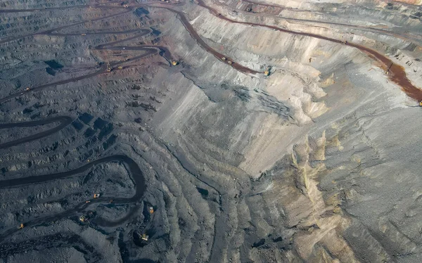 Carrière Minerai Fer Énorme Carrière Minerai Fer Vue Dessus Séance — Photo