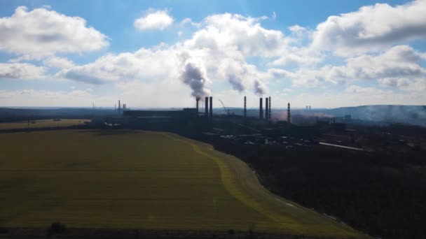 Aerial Footage Pipes Steel Plant Taken Drones High Metallurgical Plant — Stock Video