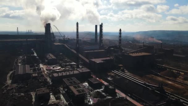 Aerial Footage Pipes Steel Plant Taken Drones High Metallurgical Plant — Stock Video