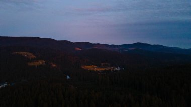 Dağlar çam ormanları Güzel kış manzarası Yükseklerden